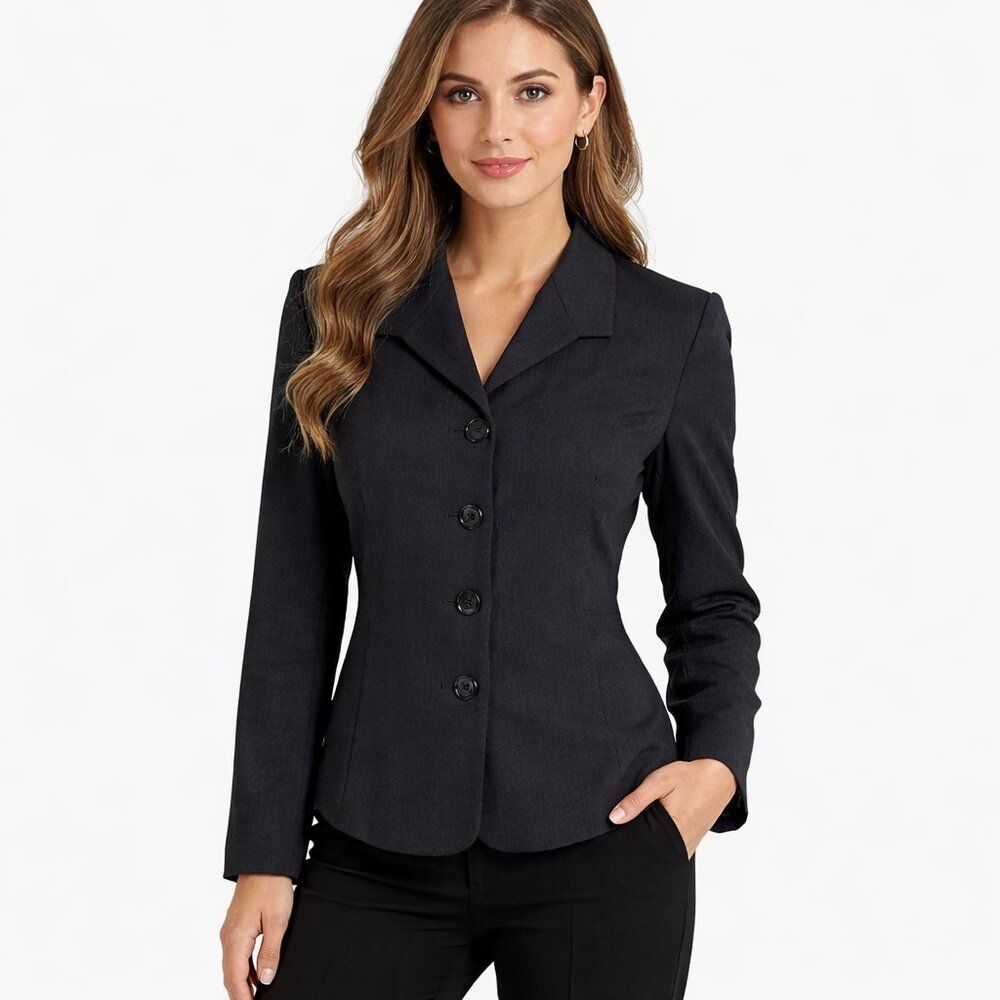Vintage Talbots Black 1990s 100% Pure New Wool Blazer Size 6P - Picture 1 of 13